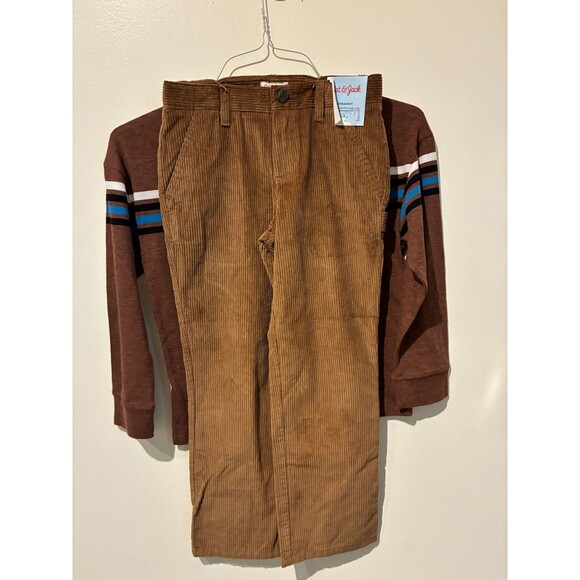 NWT Cat & Jack Brown Long-Sleeve Tee and Corduroy Pants Outfit - Boy's 6 - Picture 2 of 4